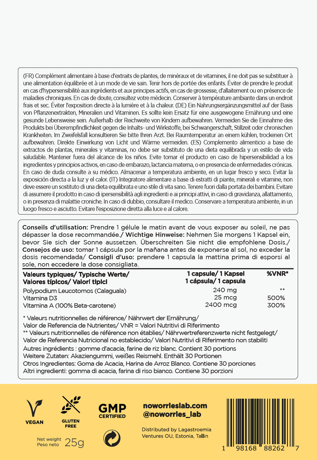 NoWorries Suncare - 60 Cápsulas - NoWorries Lab