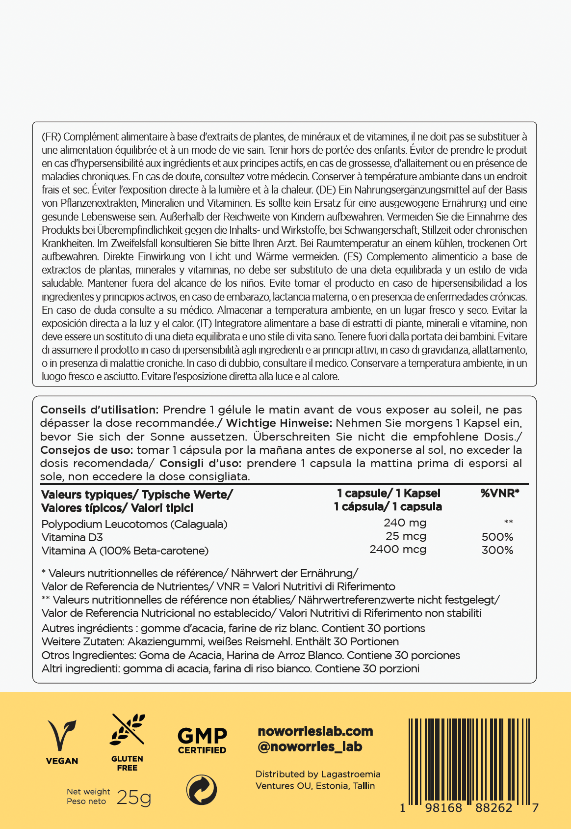 NoWorries Suncare - 60 Cápsulas - NoWorries Lab